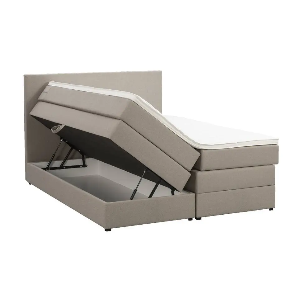 Boxspring met opbergruimte Liv egaal - beige - 160x200 cm