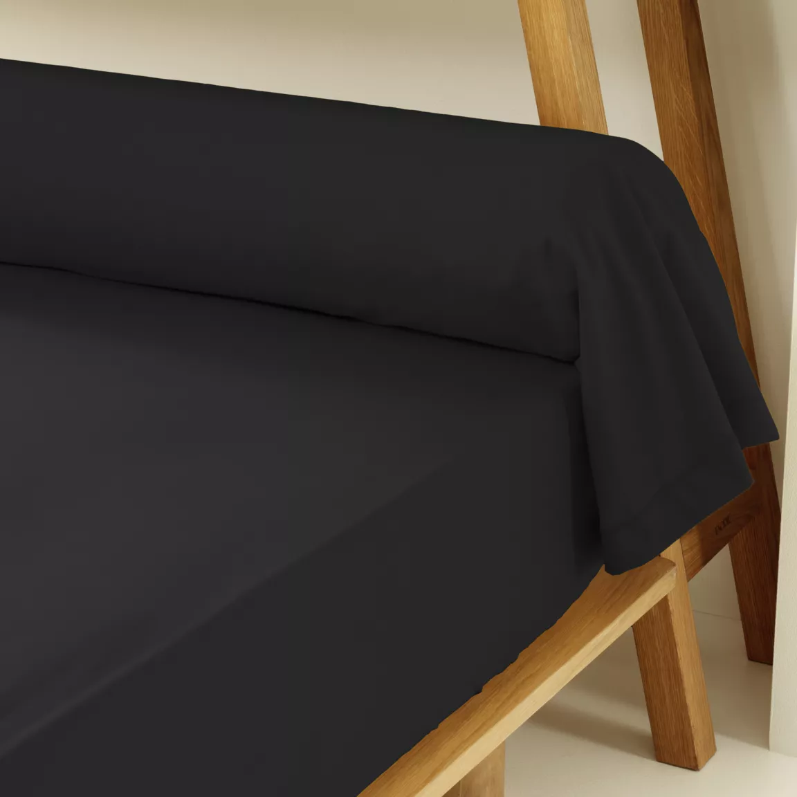 Taie de traversin percale de coton (L185 cm) Cali Noire