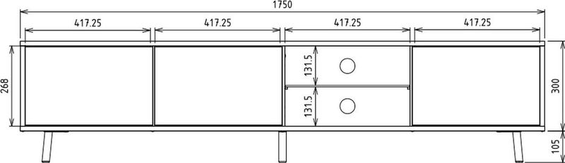 Selsey - GALHAD - TV-meubel - 175 cm - Eiken wotan