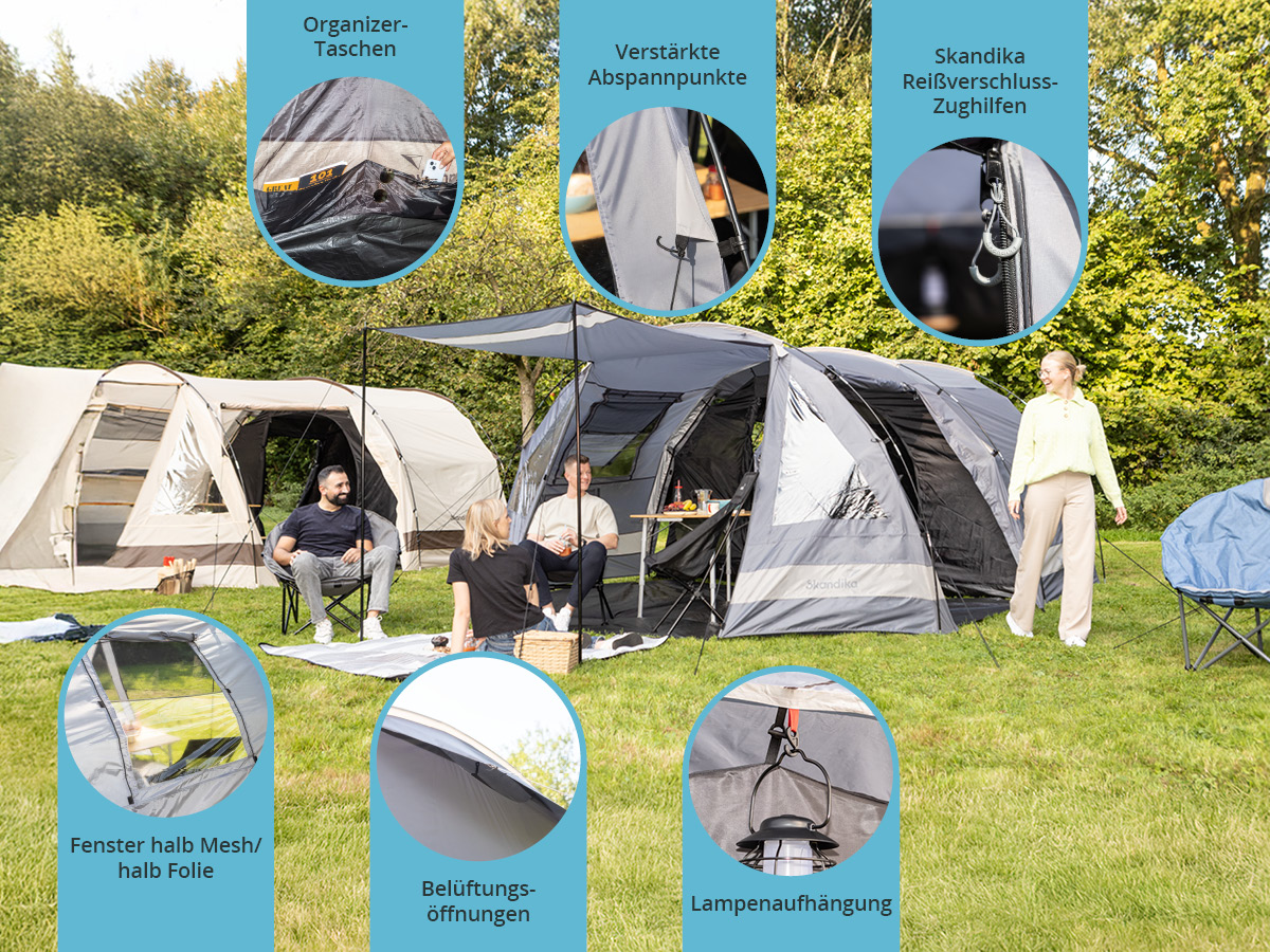 Skandika Kambo 6 tunneltent - Grey