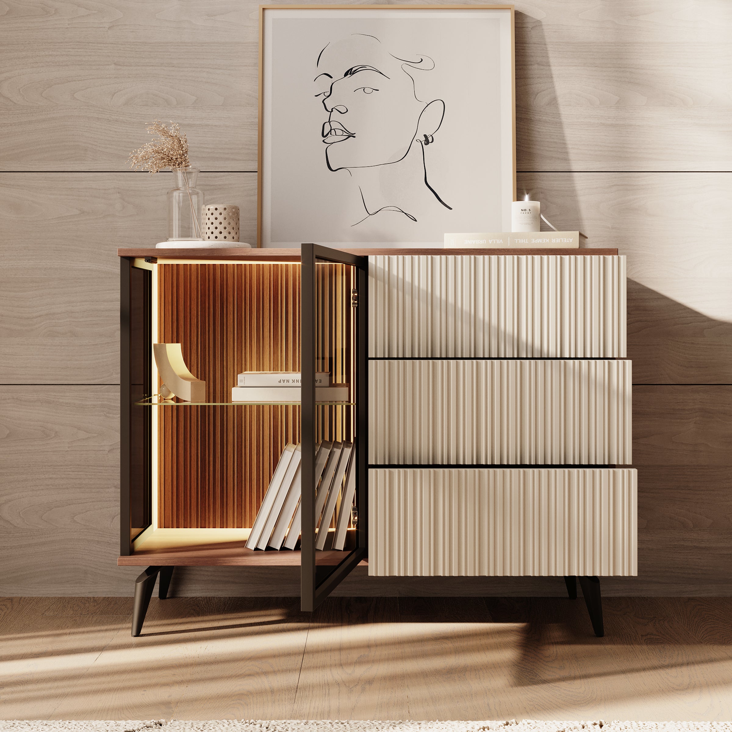 Riverhead - Dressoir - Beige/Eiken - 103x39x80 cm