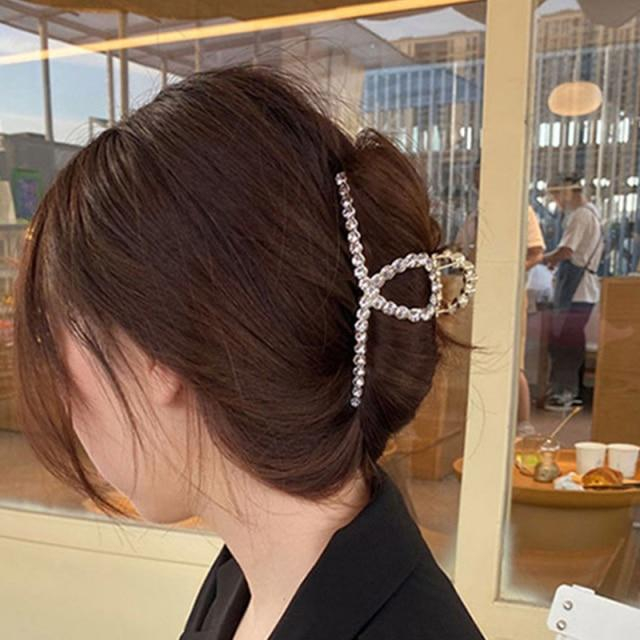 (11cm) Haarspange Klammer Perlen Krallen Clip Haarschmuck  - Weiss