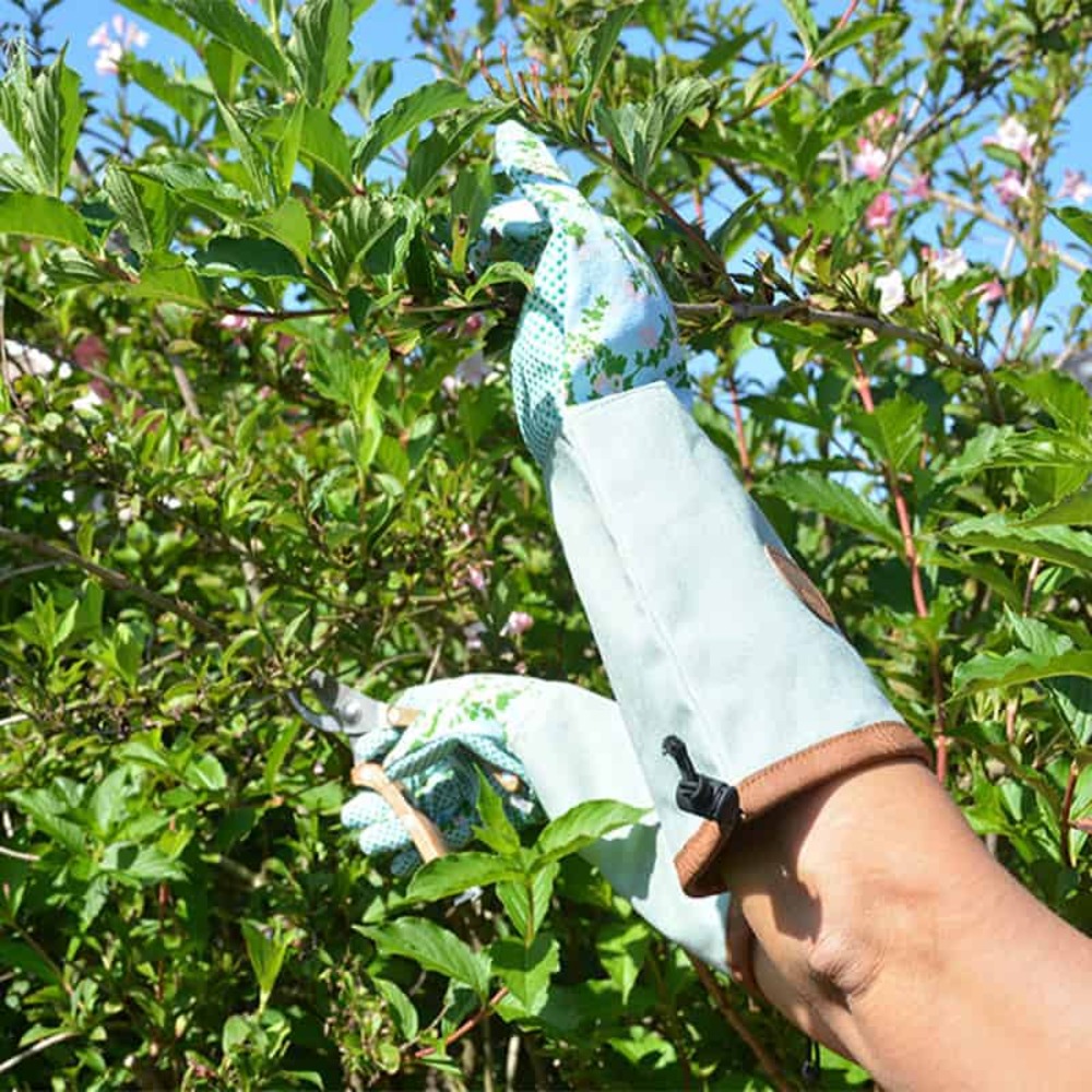 Gants de jardin longs imprimé roses