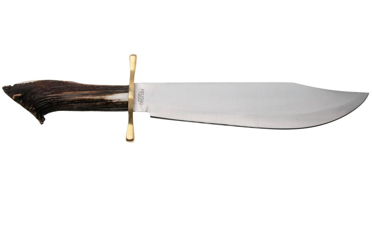 Rough Ryder Crown Stag Bowie RR2590, Satin Stainless, Antler, vaststaand mes