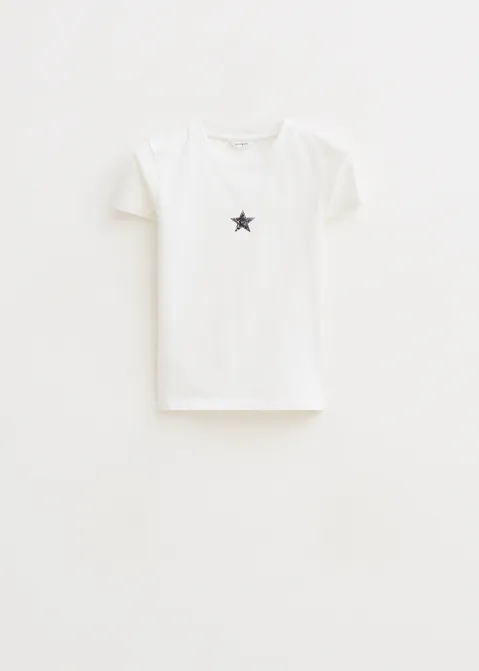 T-shirt met print ster wit (WIT)