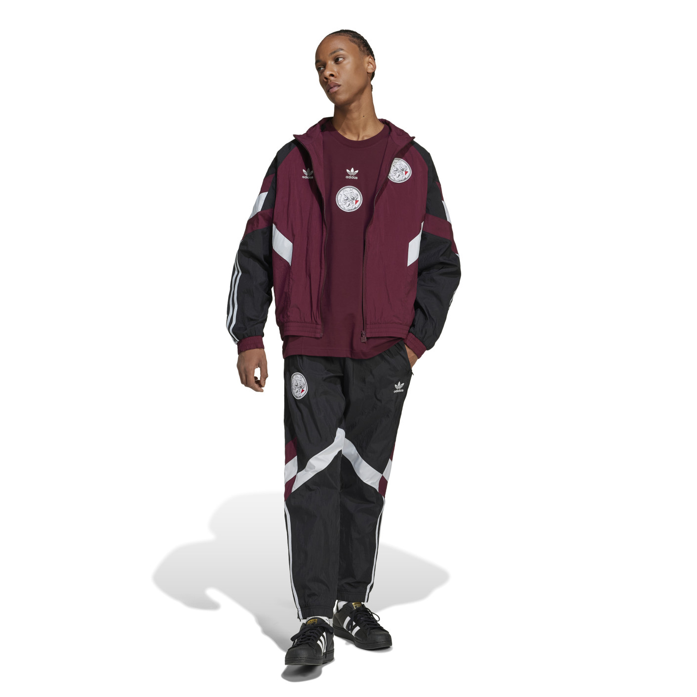 Adidas Ajax Originals Track Trainingsbroek 2024-2025 Zwart Wit Bordeauxrood