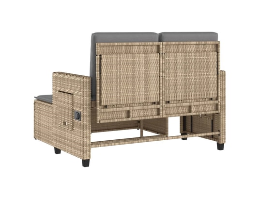 VIDAXL - Banc de jardin Banc inclinable de jardin avec coussins beige résine tressée