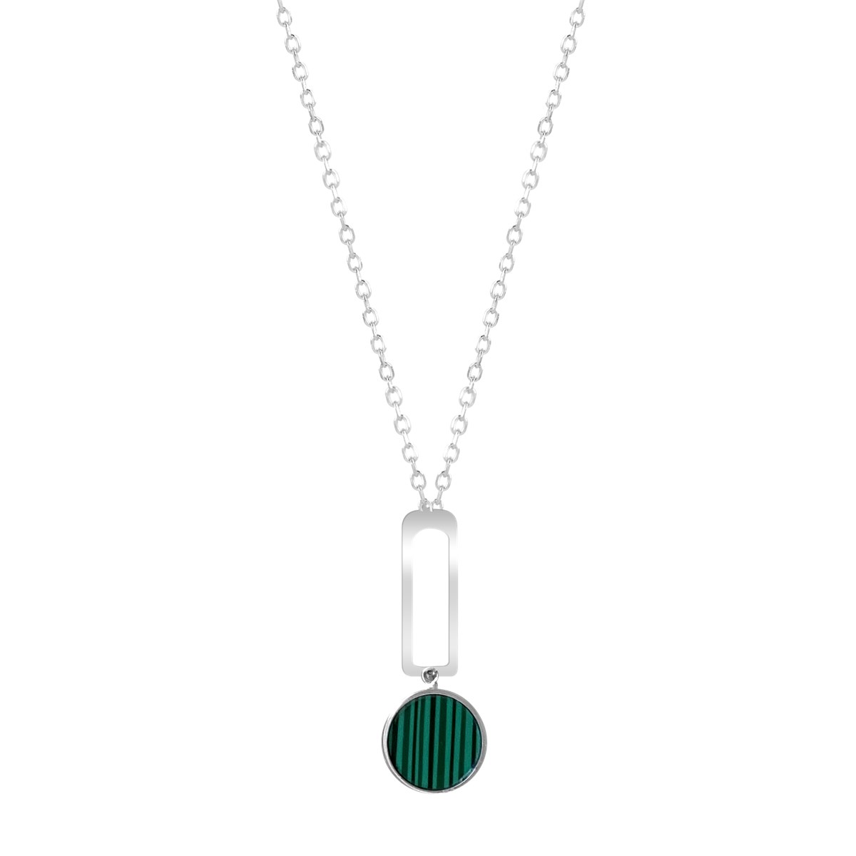 Collier en argent 925 rhodié et pierre reconstituée 