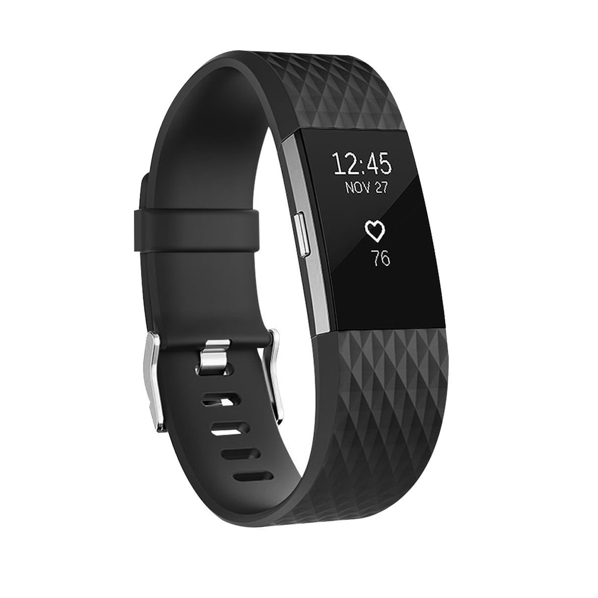 Klokkereim til Fitbit Charge 2 i svart silikon (L)