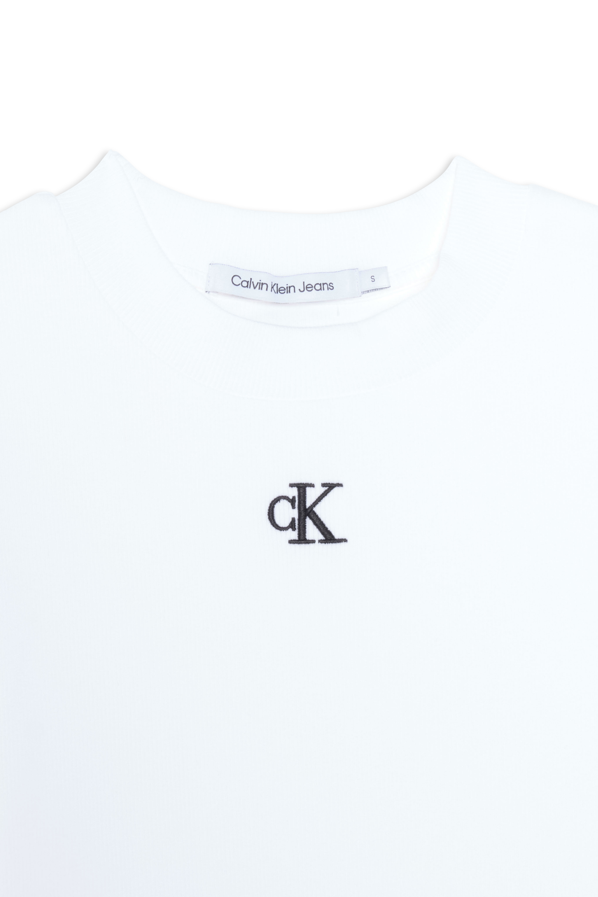 CALVIN KLEIN JEANS T-shirt CK RIB CROPPED SLIM Blanc