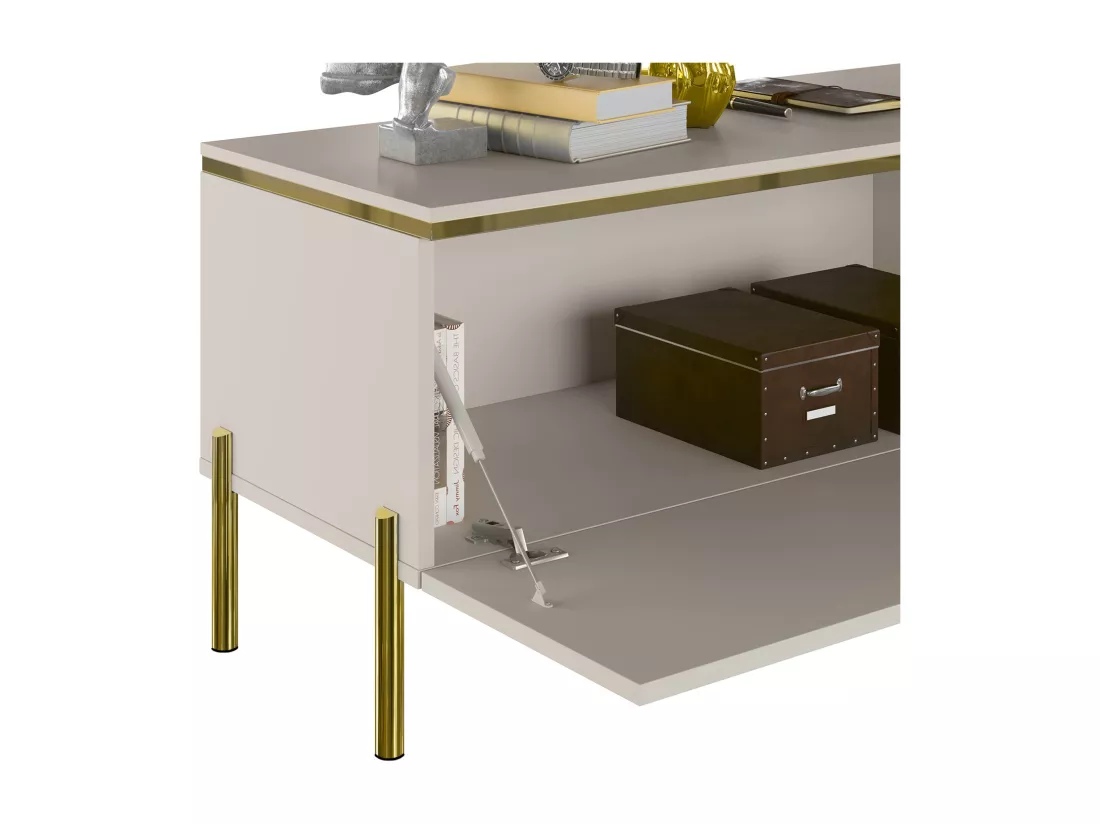 Meuble TV avec 2 portes - Beige et doré - VUKIA de Pascal MORABITO