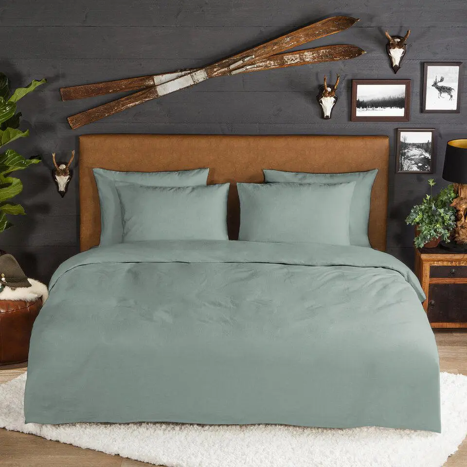 Zavelo Flanellette Effen Dekbedovertrek Groen-1-persoons (140 x 200/220 cm)