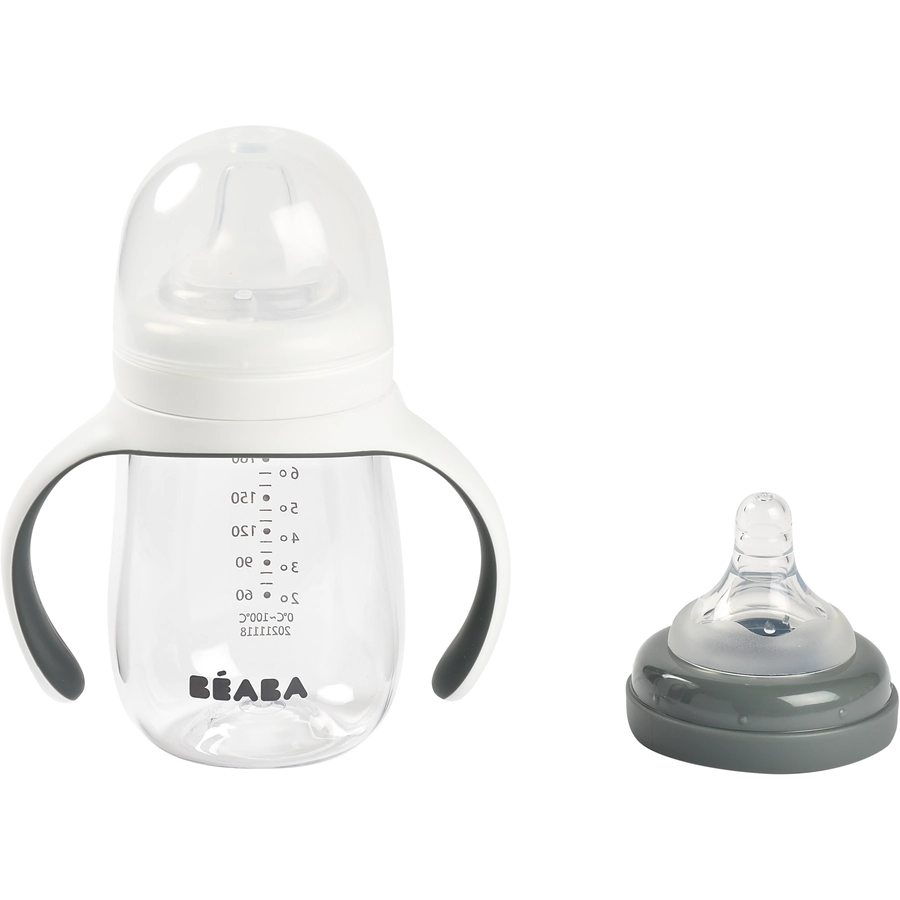 BEABA® Trinklernflasche 2 in 1, 210 ml - mineral grau