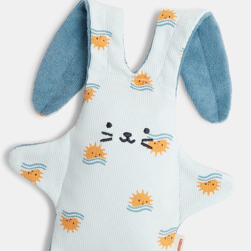Doudou bébé garçon lapin bleu à motifs soleil Catimini Bleu