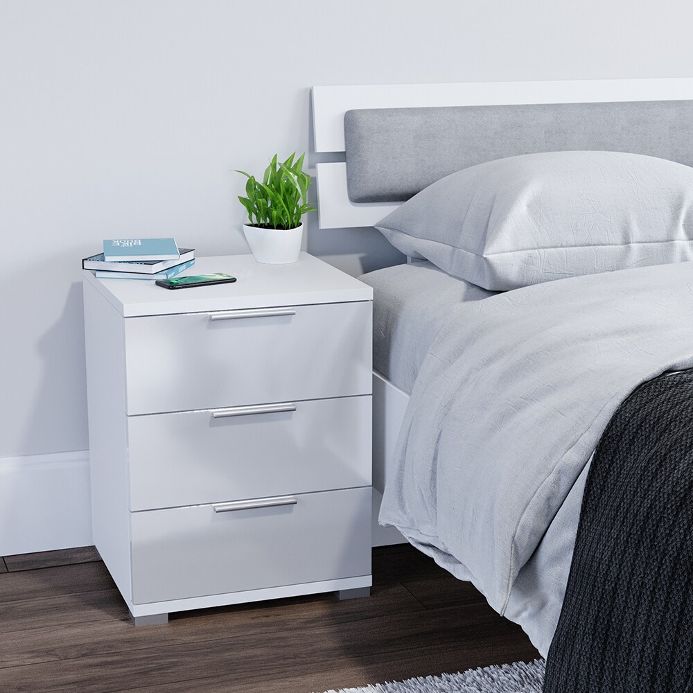 VICCO 2x Nachtschrank Kommode Nachttisch Schublade Schlafzimmer Weiß Hochglanz
