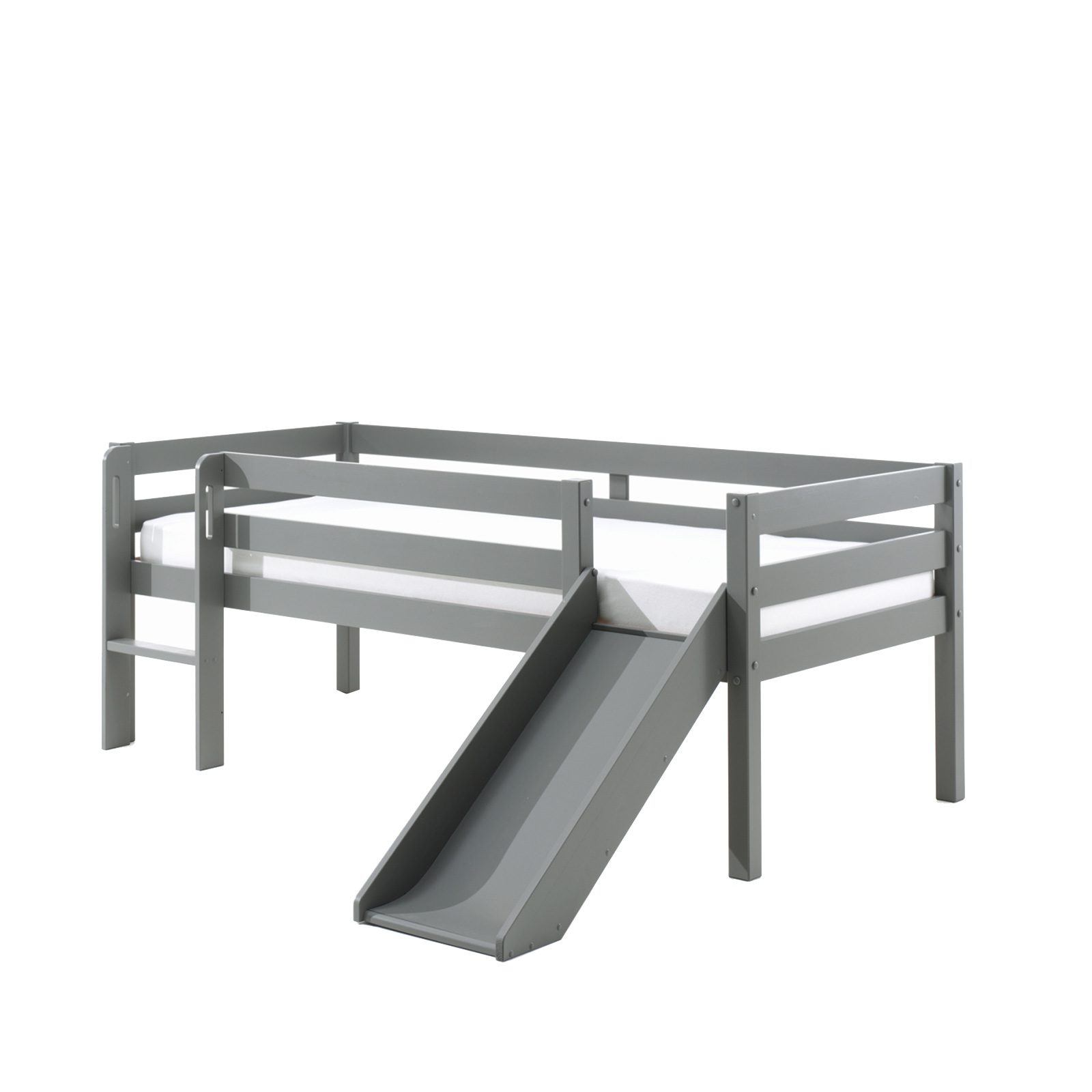 Kojen-Spielbett - grau - Leiter - Rutsche - 90x200 cm