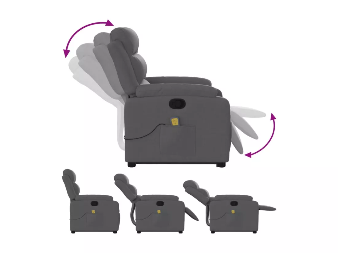 Fauteuil massant inclinable Gris foncé Tissu