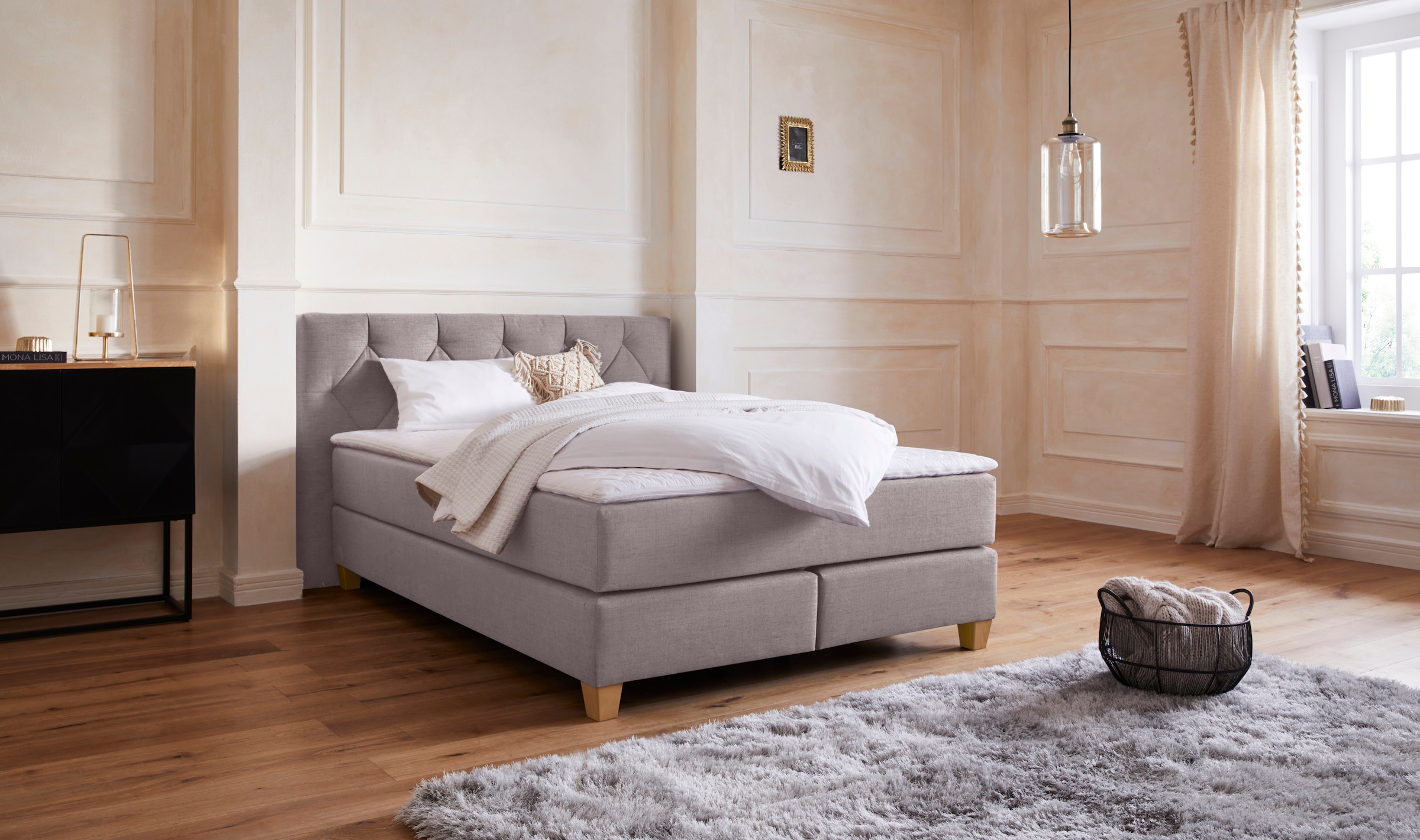 Home affaire Boxspringbett »Harmones« in 3 Breiten, Härtegrad auch im Mix mit je 1 Matratze in H2 und H3