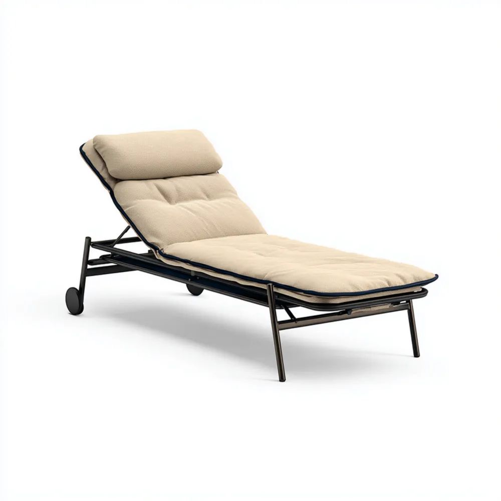 Gartenliege mit Polsterung - Metallrahmen - Beige - Modernes Design 20