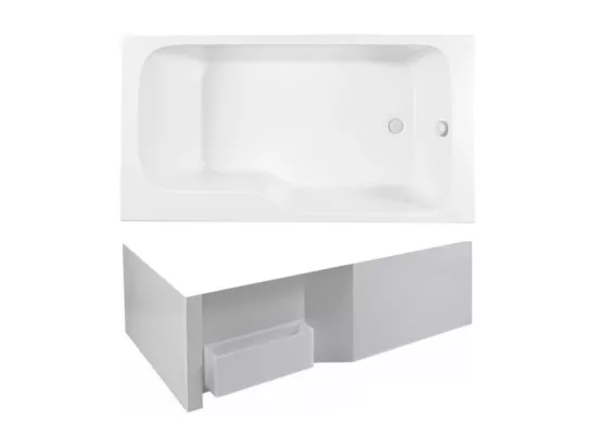 Pack baignoire bain douche 170 x 90 JACOB DELAFON Malice + tablier bain douche Malice version droite + boite pour tablier