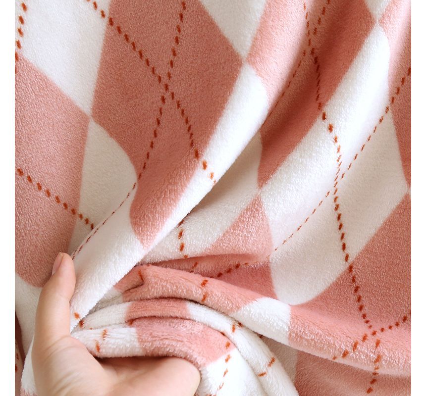 molpes - Koppel bijpassende pyjamaset: lange mouwen V-hals Argyle flanellen top met knopen + broek (verschillende ontwerpen)