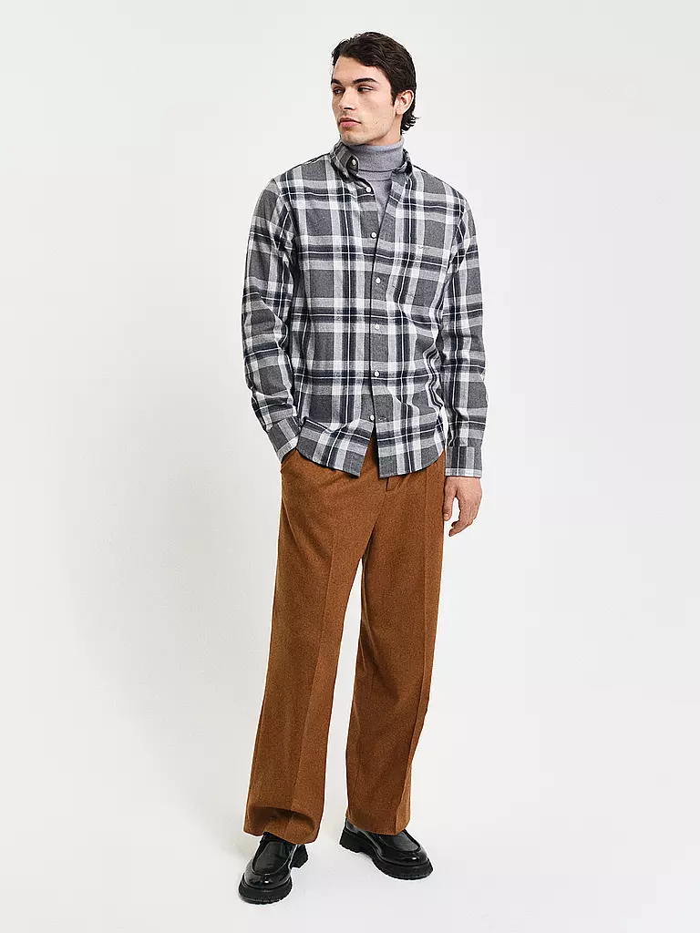 GANT Flanellhemd Regular Fit  grau