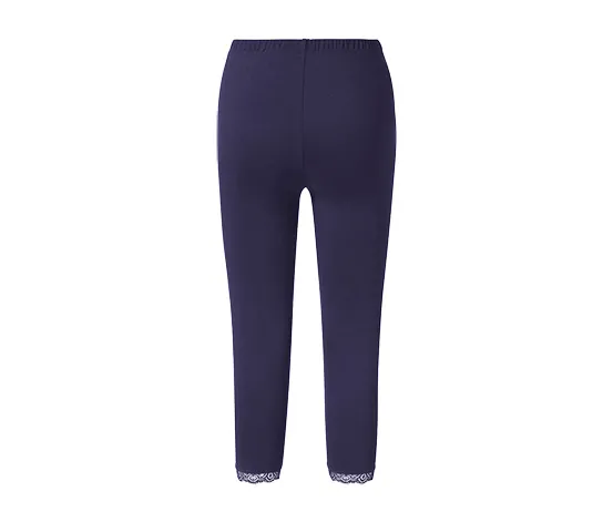 3/4-Leggings mit Spitzenborte, dunkelblau