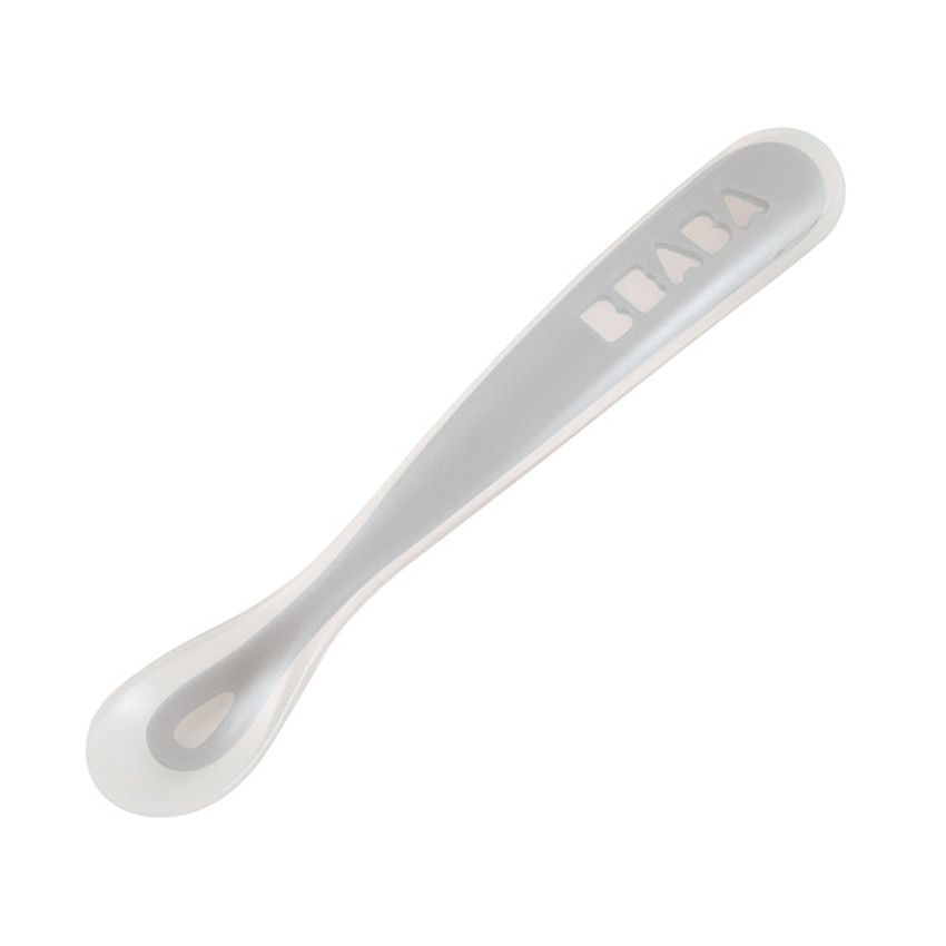 Cuillère 1er âge en silicone - Gris - Ecru