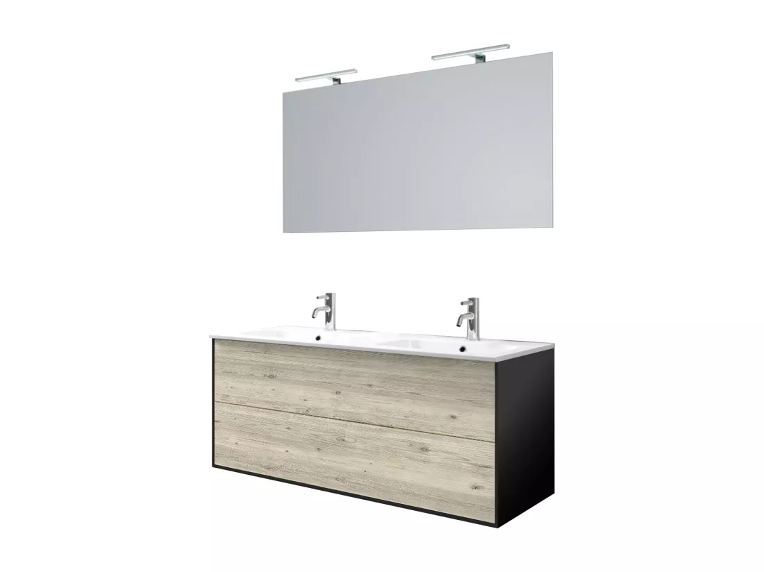 Ensemble de salle de bain double vasque 5 pièces IGEA pin arctique