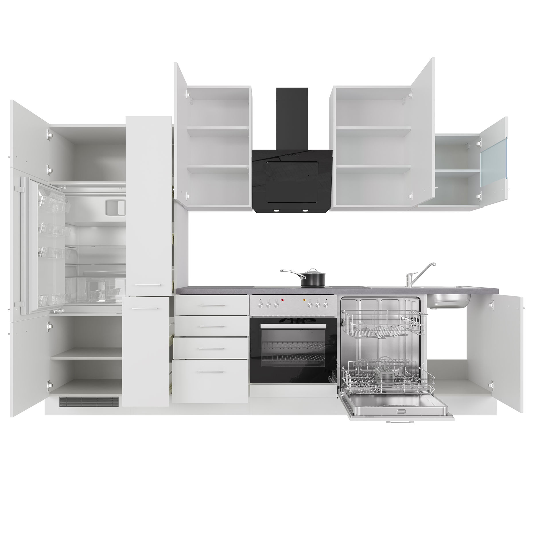 Küchenblock ELEA - weiß - mit E-Geräten - 310 cm