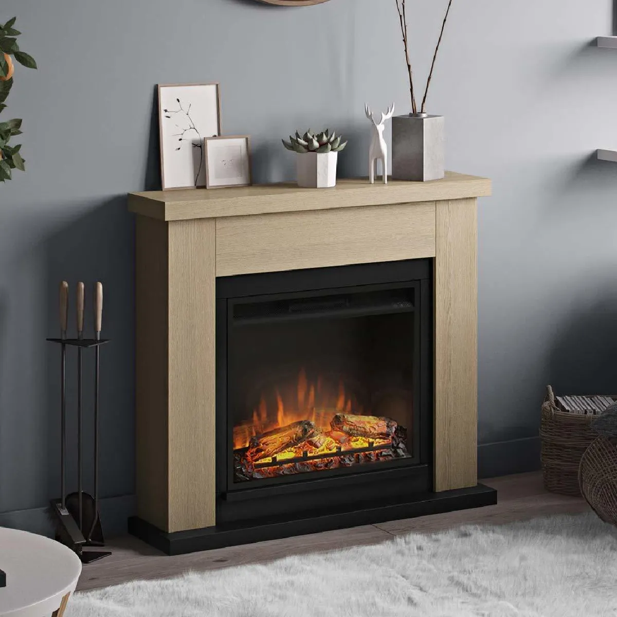 Tagu Cheminée chêne naturel - 1500W