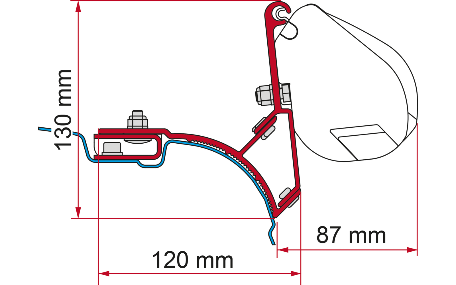 Fiamma Markisenadapter Kit VW T5/T6 Multivan Dachmontage
