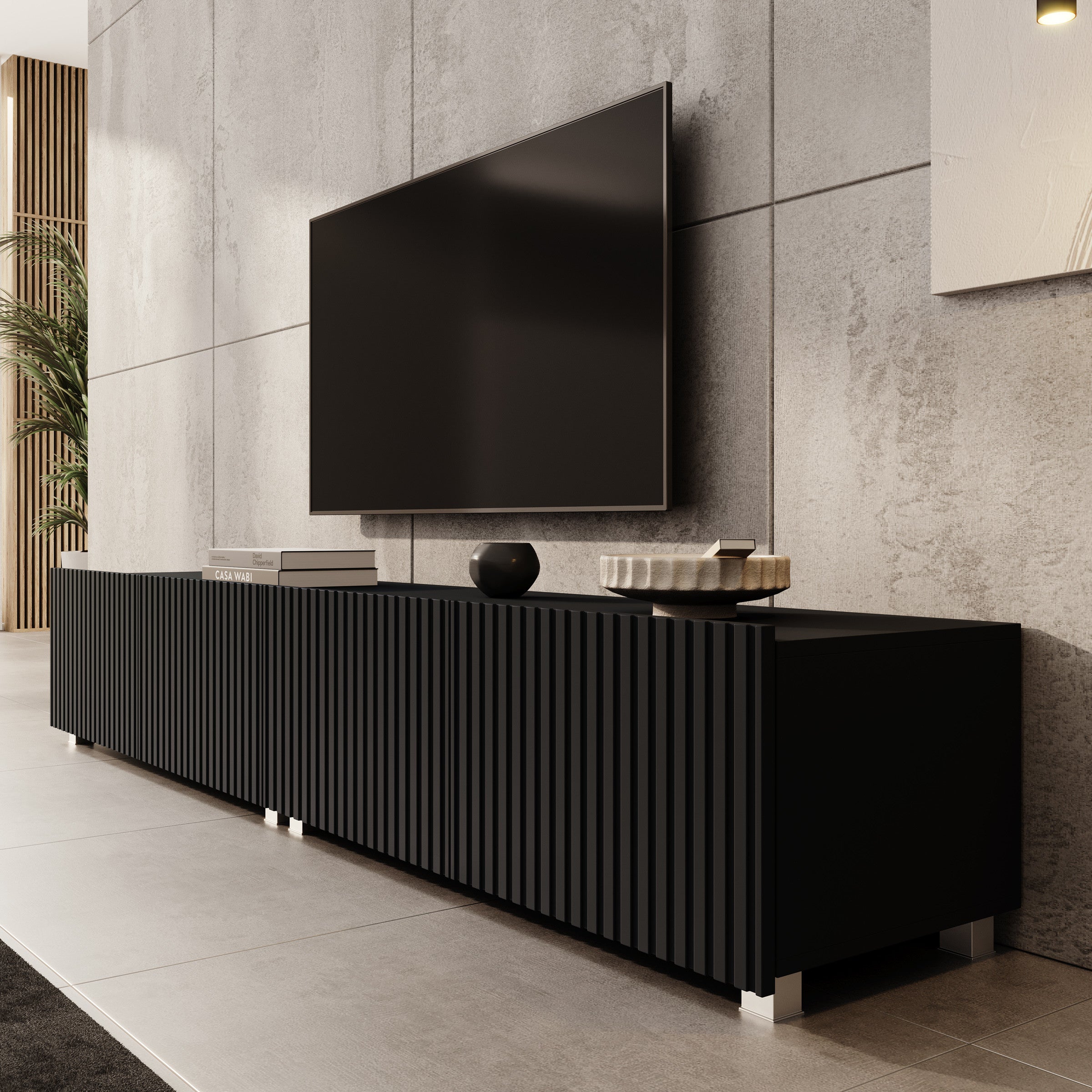 Kenderes - TV-Meubel - Zwart - 200x41x38 cm