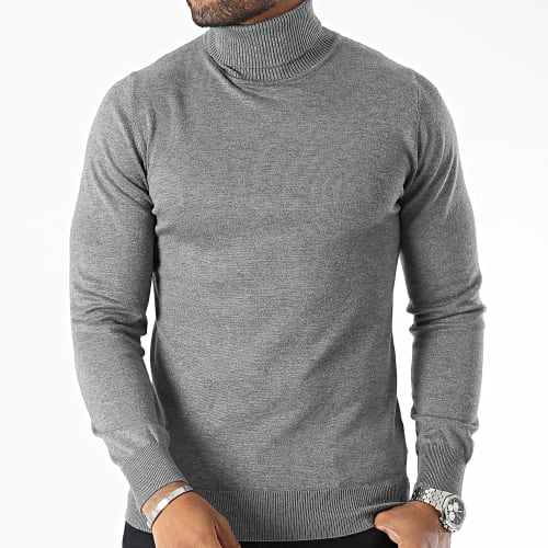 Pull Col Roulé Gris