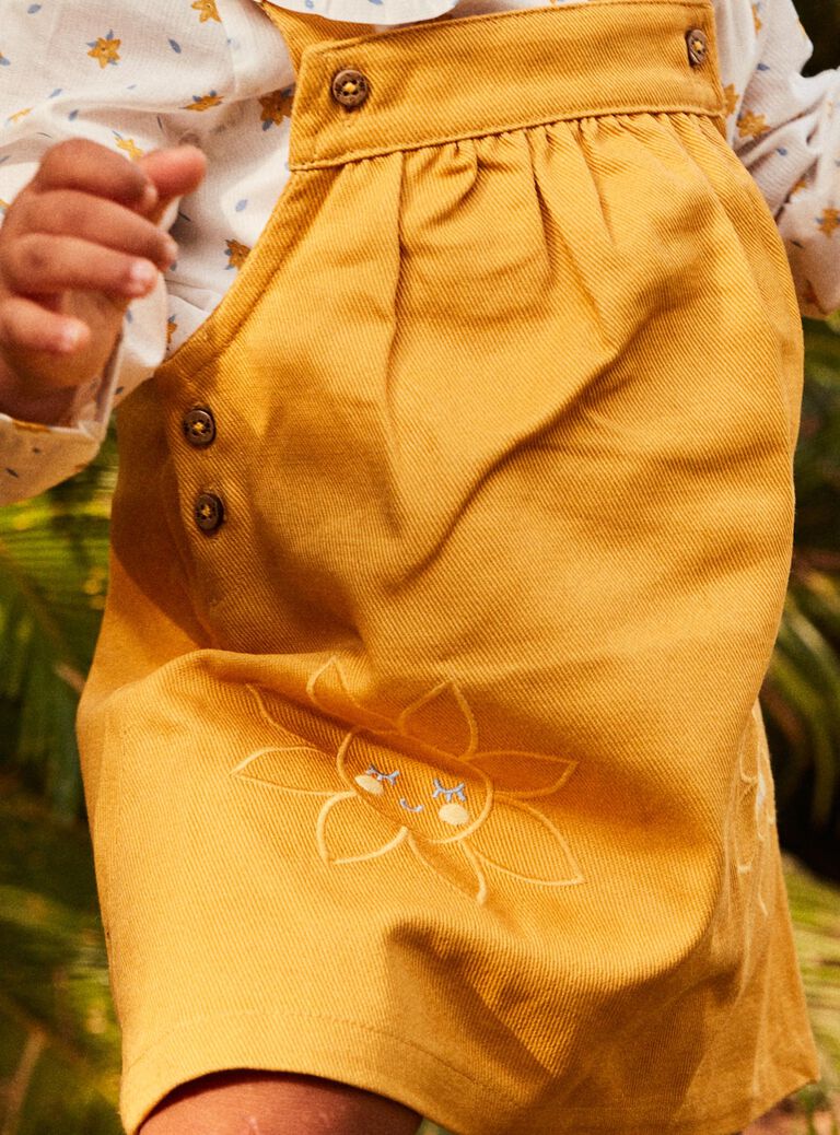 Robe chasuble en twill jaune miel