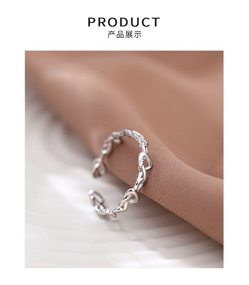 pexrl sieraden - Hartvormige sterling zilveren open ring