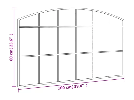 Miroir mural noir 100x60 cm arche fer