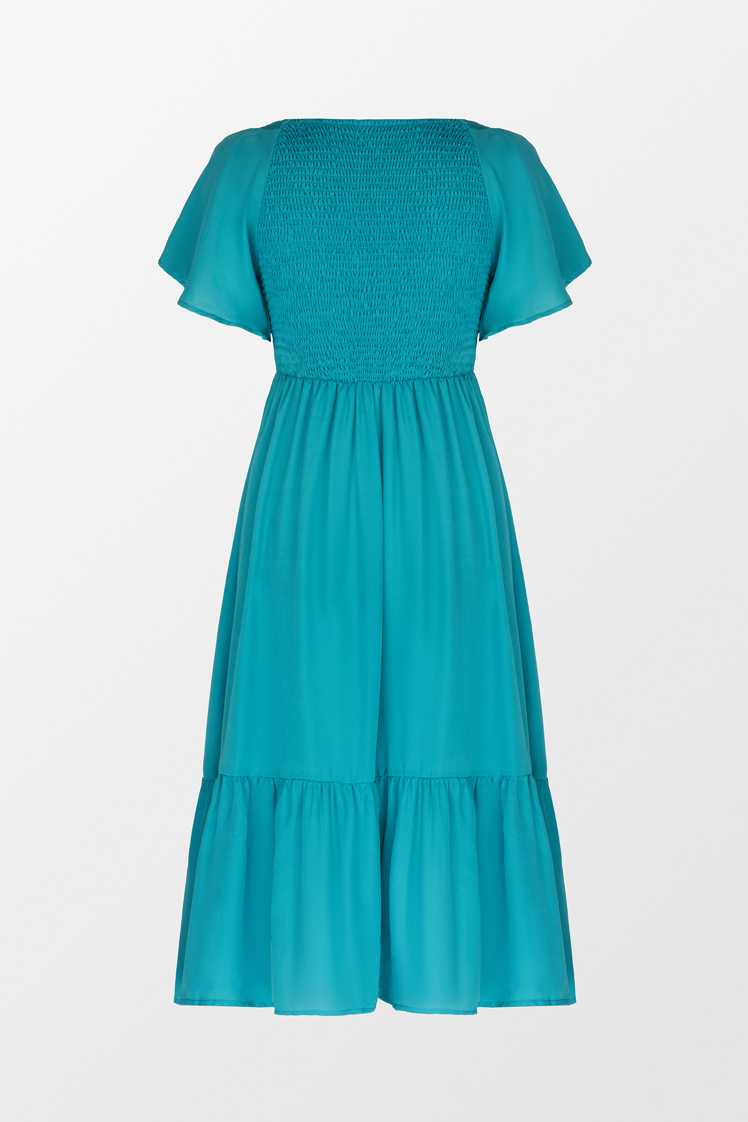 Robe à volants et smocks bleue