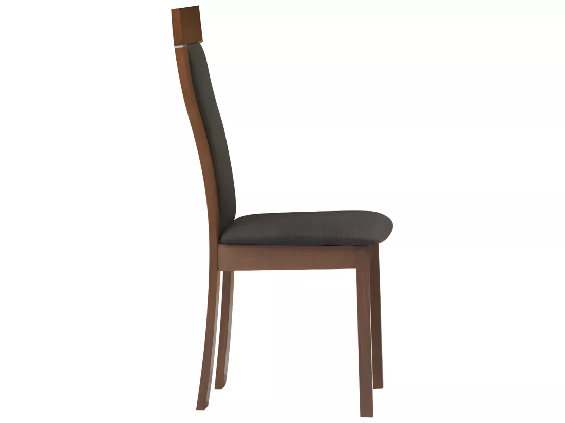 Lot de 6 chaises BELINDA - Hêtre et tissu - Coloris : Noyer et anthracite