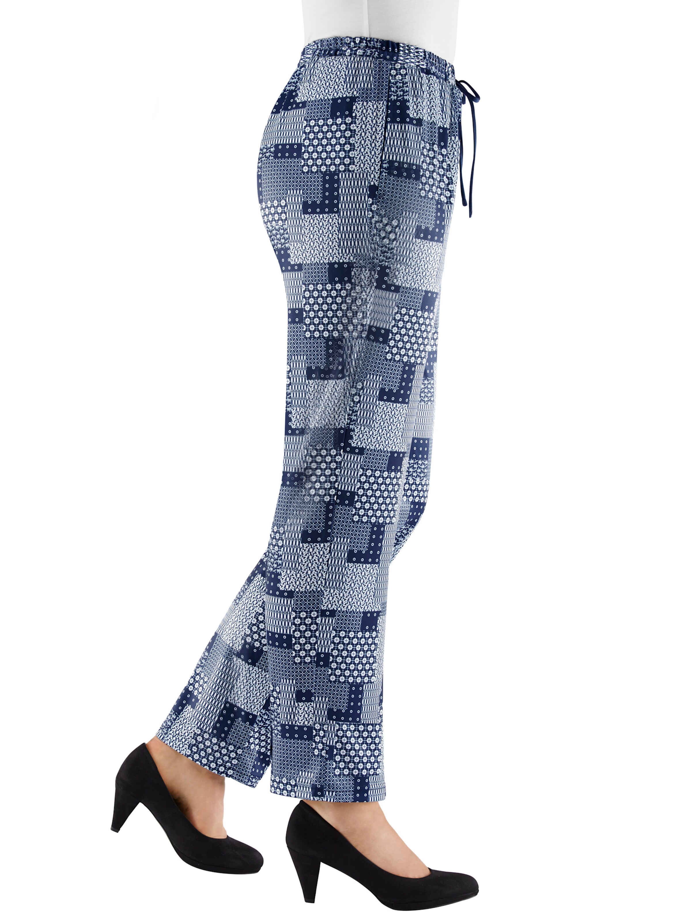 Jerseyhose in marine-gemustert