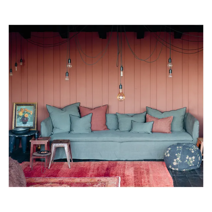 Maison de Vacances Coussin Vice versa black line en lin lavé stone washed | Encre