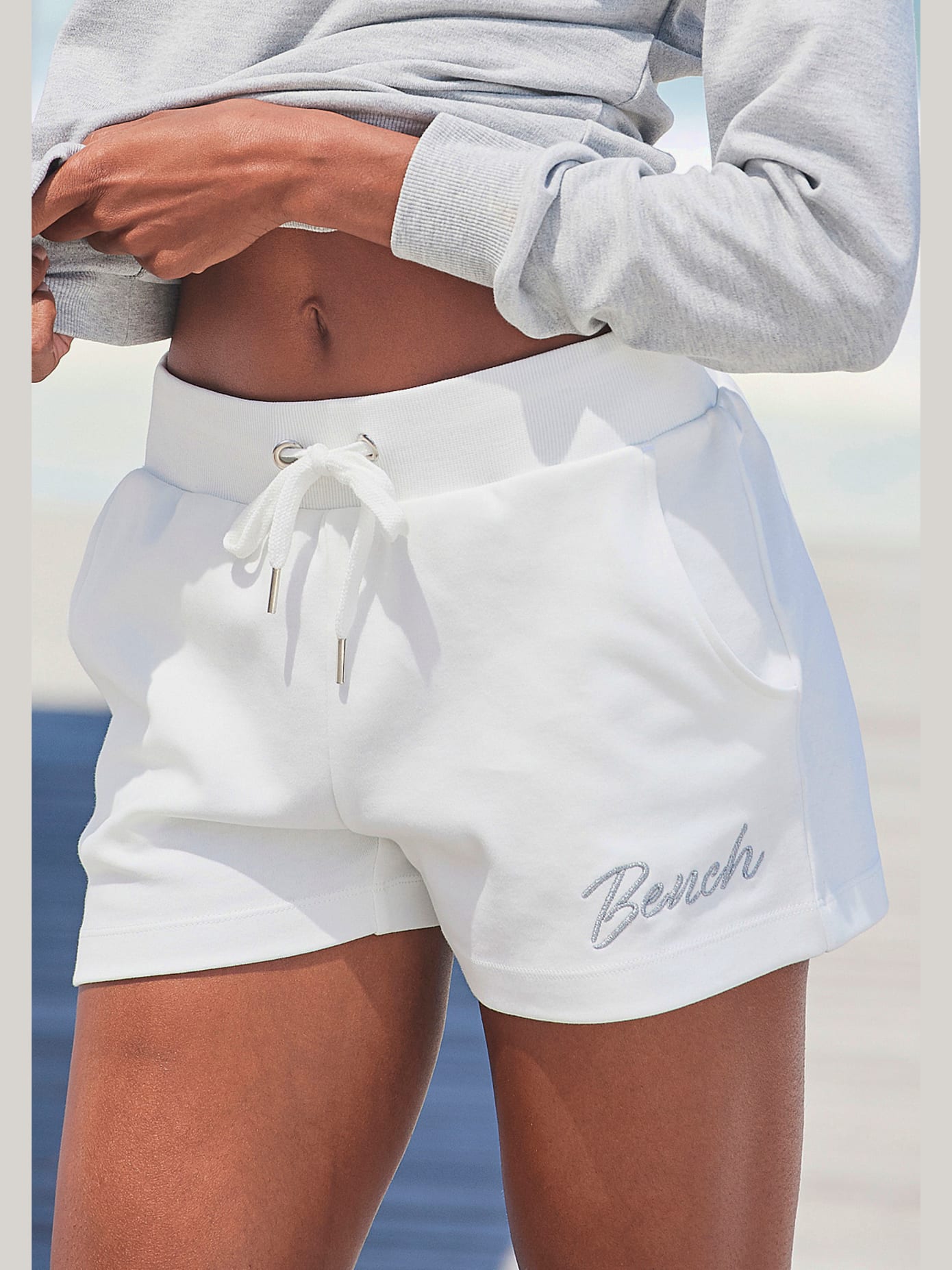Short décontracté short, ceinture élastique à coulisse