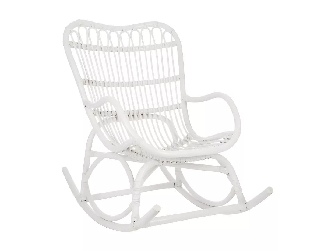 Rocking Chair Rotin blanc - RICKY