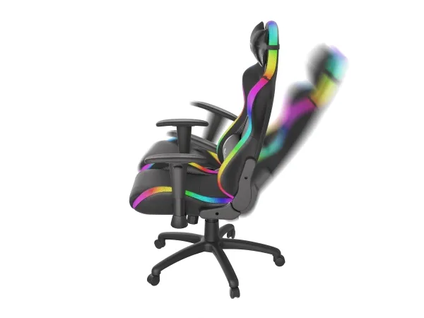 Genesis Trit 500 RGB - Stol - ergonomisk - lænestol - armstøtter - T-formet - vippe - drejeled - tekstil, PU syntetisk læder - sort