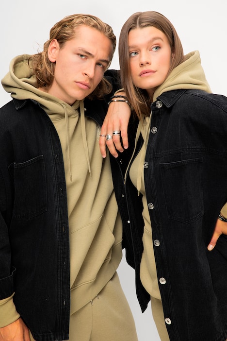 Oversized-Jeanshemd, Hemdkragen, Langarm, Unisex
