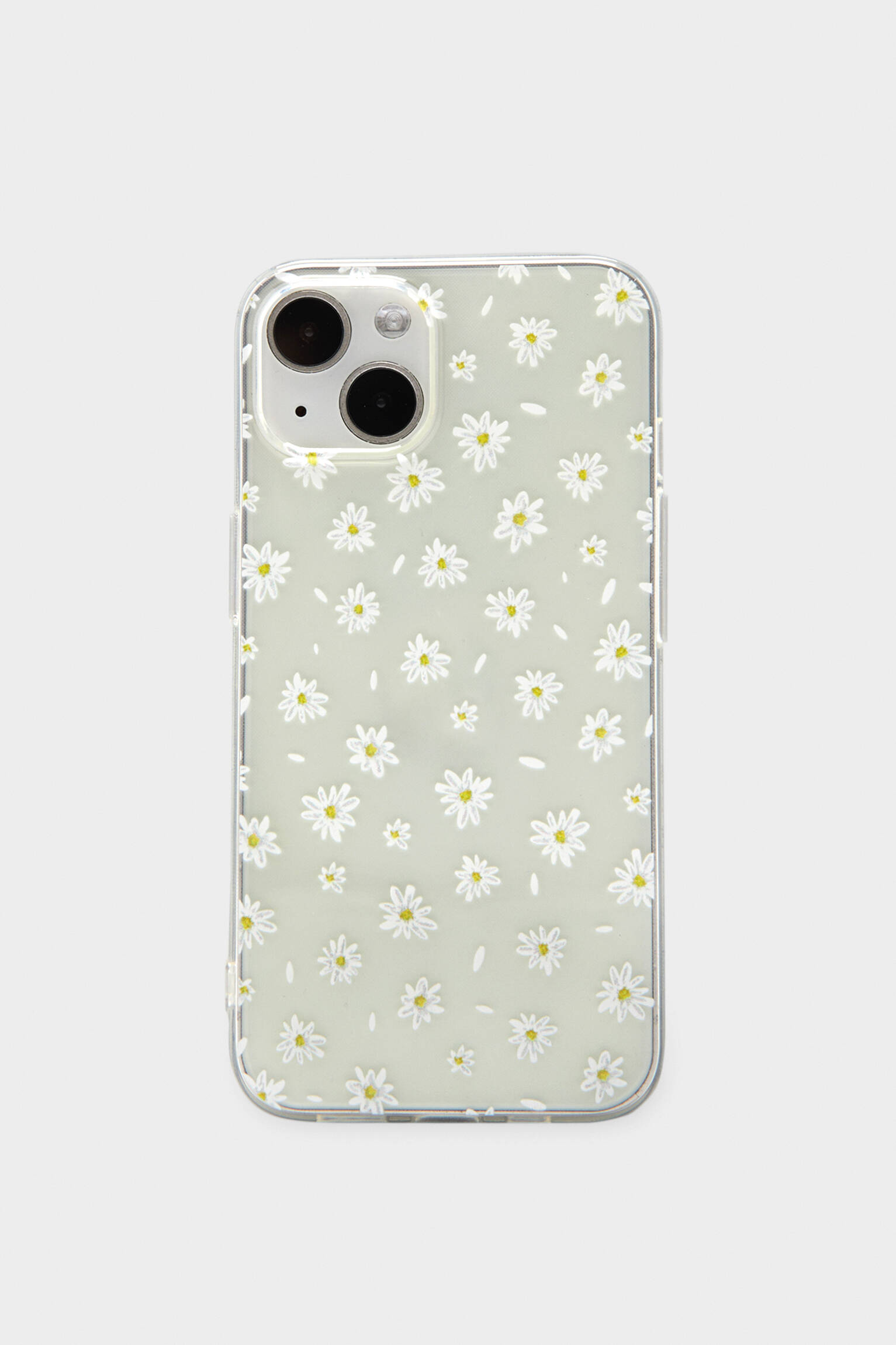 CAPA PARA IPHONE COM MARGARIDAS TRANSPARENTE - BRANCA