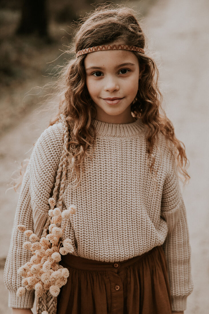 YUKI KIDSWEAR beige yuki kidswear trui chunky knitted sweater