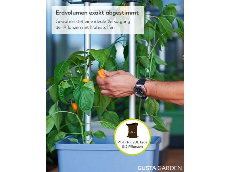 Gusta Garden Aufzuchttöpfe Charly Chili XL Blau Chilitopf mit Rankhilfe