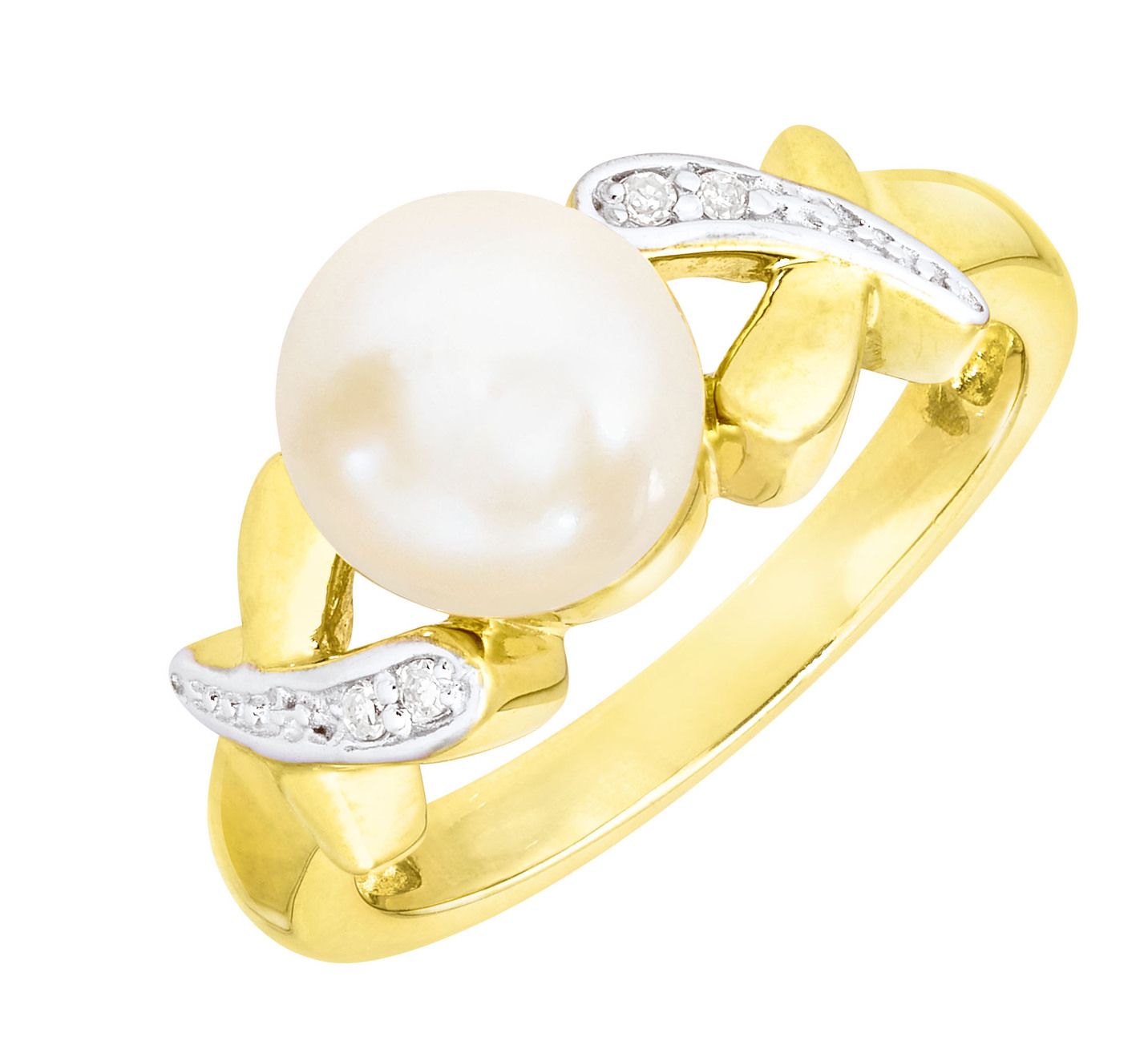 Edler Damenring mit Diamanten und Akoya-Perle