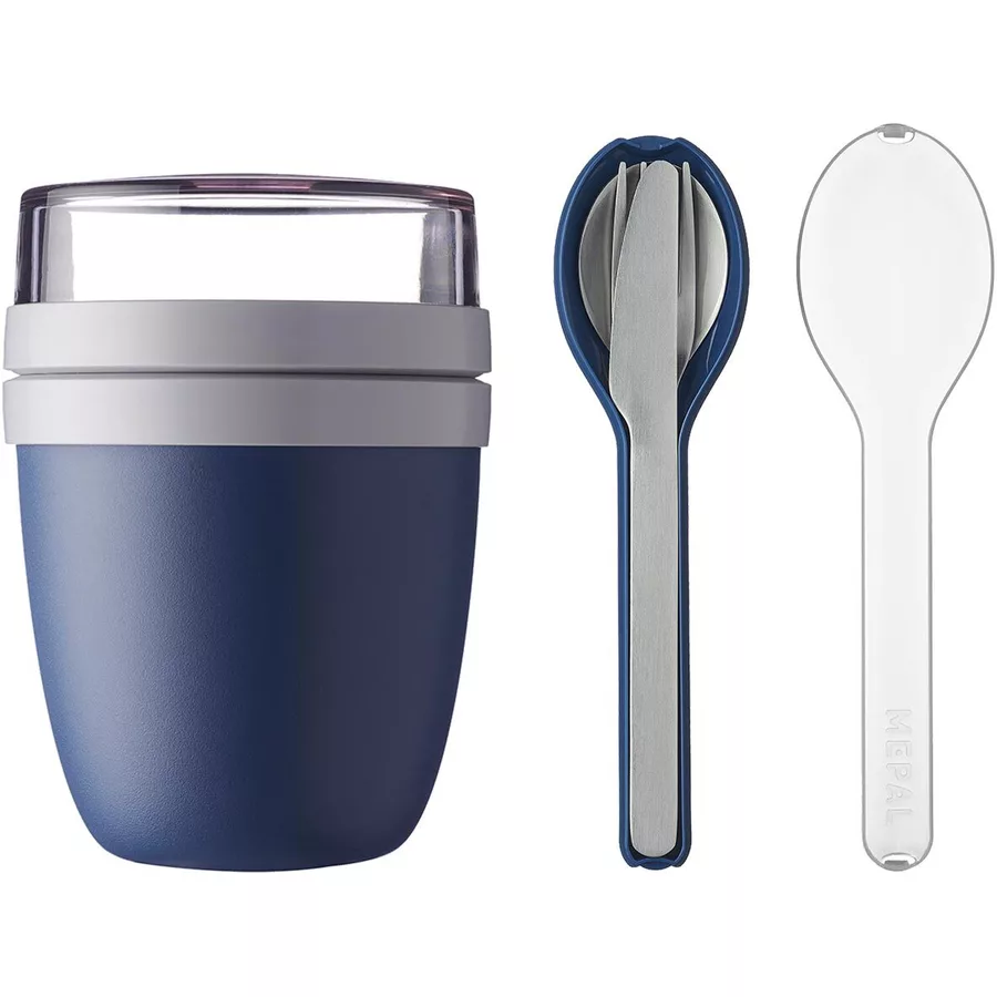 Mepal Lunchpot mit Besteckset Ellipse 500 + 200 ml 4er Set dunkelblau